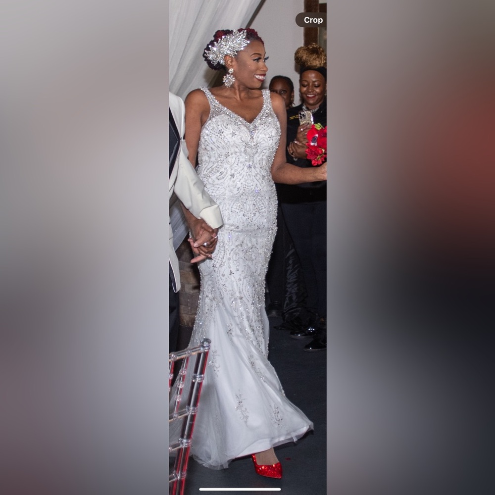Light Ivory Beaded Formal Wedding Gown
